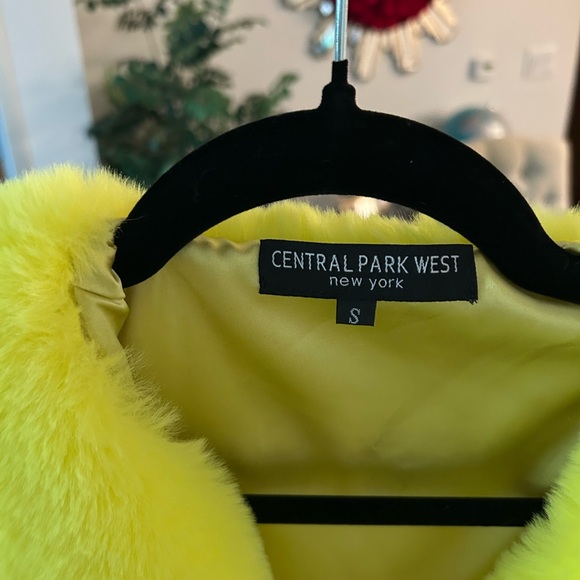Central Park West Neon Yellow Faux Fur Jacket - Picture 5 of 5